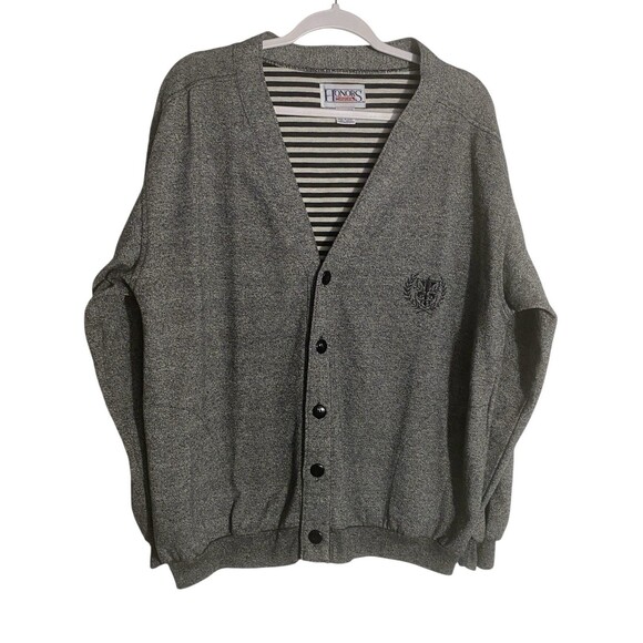 1980s Vintage Honors Sport Cardigan Embroidered Crest Sweater - Picture 1 of 7